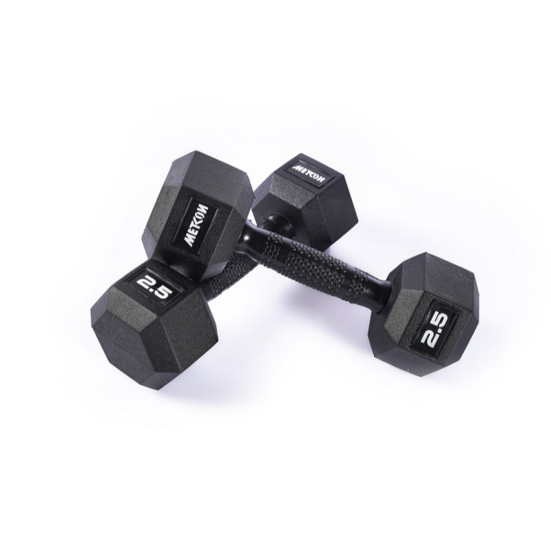 HIGH DENSITY ALL RUBBER HEX DUMBBELLS – METCON FAMILY