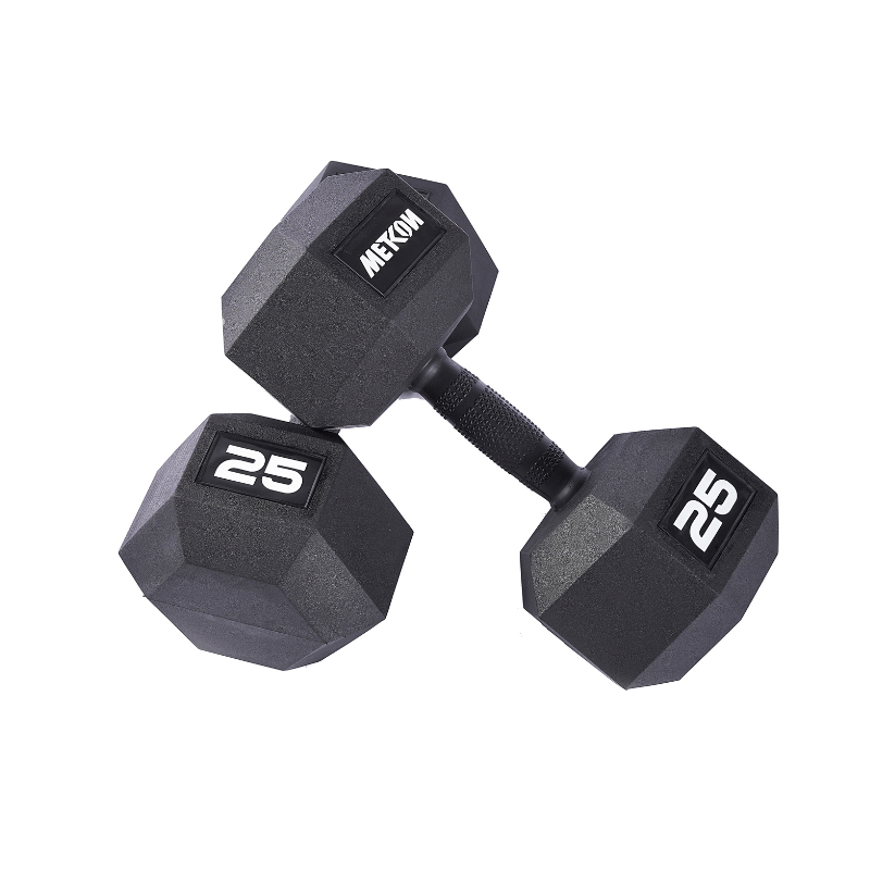 HIGH DENSITY ALL RUBBER HEX DUMBBELLS 25kg